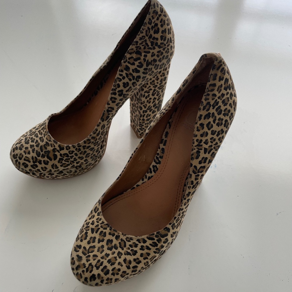 Cheetah print platform heels